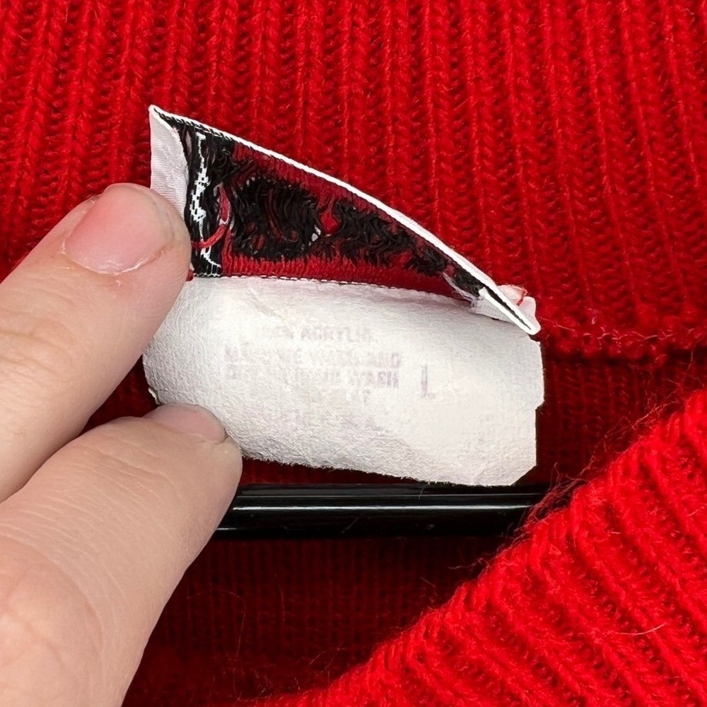 Vintage Orvis Womens Mock Neck Knit Sweater Size L Red Button Accent - Picture 6 of 7
